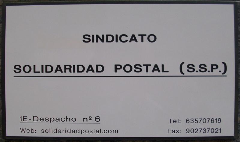 011*SSP* Placa Sindicato Solidaridad Postal